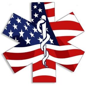 American Flag EMT Star of Life Shaped Sticker (Emergency Ambulance Logo (3 inch)