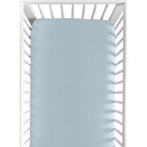 Sweet Jojo Designs Slate Blue Boy Fitted Crib Sheet Baby or Toddler Bed Nursery - for The Construction Truck Transportation Collection