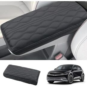 2022 2023 2024 Ioniq 5 Armrest Cover for Hyundai Ioniq 5 Console Armrest, Waterproof&Cushion Lether Center Console Cover for 2023 2024 Ioniq 5 Accessories (Black-Padded)