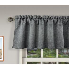 Aiking Window Treatment - Brushed Rod Pocket Window Valance Curtain for Home/Kitchen/Event Designs, 56 by 16 inch (2-Panels, Steel Gray)