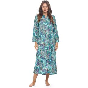 Casual Nights Women's Zip-Front Lounger Robe Long Duster Housecoat with Pockets