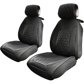 uxcell Front Seat Covers for Ford F150 2009-2014 for Ford F-150 2015-2018 2019-2023 Seat Protectors Pad Waterproof Faux Leather Pickup Cover Black 2 Pcs