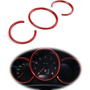 GTINTHEBOX 3 Pcs Red Dashboard Edge Decoration Trim Ring for 2014-up Porsche Macan
