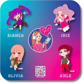 MSA My Story Animated Official 4-Piece Enamel Pin Set - Limited Edition, 4 Cute MSA Pins - Bianca, Iris, Olivia, Axle - Backpack Costume Gift, Essential Fan Merch for Teens, Girls, Boys