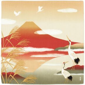 HAMAMONYO Furoshiki(20 in.) 'Cranes & Akane-Fuji(Sunset Color)'