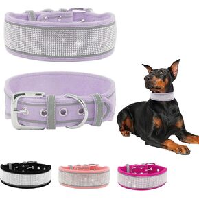 Rhinestone Reflective Dog Collar Safety Reflective Collar for Medium Dog Bling Diamond Collar
