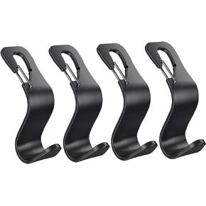 4Pack Car Vehicle Hook Back Headrest Hooks,Universal Car Seat Hanger Holder Hook Organizer for Bag Purse Handbag Cloth,Black in Kuwait