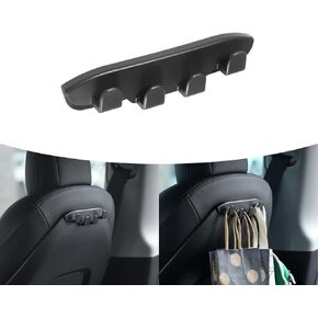 1 PC Multifunctional Car Seat Back Hooks Accessories, Suspension Design, Waterproof Durable Vehicle Headrest Storage Hooks Replacements, Compatible with Tesla Model 3 Model Y (Black)