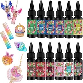 FUNSHOWCASE 12 Translucent Colors UV Resin Hard Type 25ml 25g 0.9oz