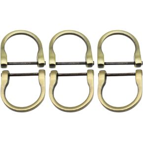 6PCS Horseshoe U Shape Screw in Shackle Brushed Bronze D Ring for DIY Leather Craft Purse Keychain Accessories