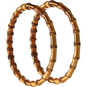 PATIKIL 5.9 Inch Bamboo Purse Handles, 2 Pcs Round Replacement Handmade Rings for Tote Bag Purse Making Decorations, Wood