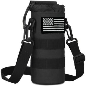 Upgrade 1000D Roll- Up Folding Molle Water Pouch with Strap + USA Flag Patch for Hiking Camping Travel