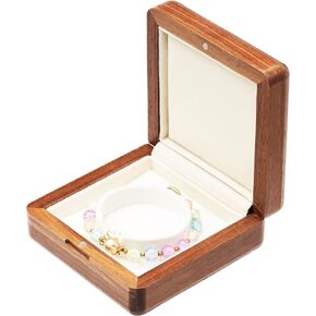 Walnut Wood Bracelet/Bangle Gift Box Case Jewelry Display Storage Holder Trinket Storage Case (Beige Inner)