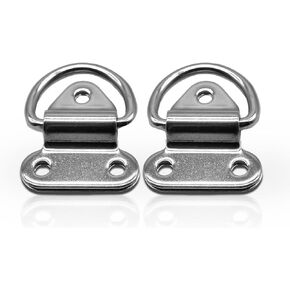 MARINE CITY Stainless Steel Study Functional D-Shape Folding Pad Eyes for Boat Yacht Motorboat Van Caravan Trailer Truck Marine Grade (2 Inches × 2-1/4 Inches) (Pack of 2)