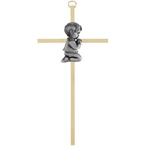 Hanging Wall Crosses Baby Boy Brass Cross, 7 Inch