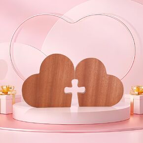 Wooden Hearts, Rustic Love Signs Handmade Table Decor for Living Rooms, Wood Cross Signs for Desks, Shelf, Bedrooms, Kitchen,Office,Wedding, Anniversary, Home Party-2Pcs