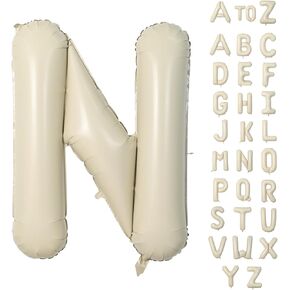Biapian 40 Inch Letter A Balloons, Giant Cream A Foil Balloon, Big Single Alphabet A-Z Balloons, Beige Large Aluminum A Balloons Helium for Birthday, Baby Shower, Wedding, Anniversary Party Decoration