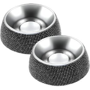 eing Dog Bowls, Stainless Steel Pet Bowls with Bling Rhinestones,Pet Bowls Food Water Feeder with Non-Skid Rubber Base for Puppy Cats Dogs (320ML,1 - Pack, Purple)