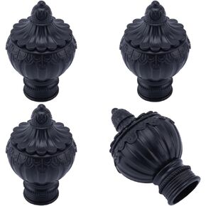 GORGECRAFT 4PCS Curtain Rod Covers Ends Black Plastic Curtain Finials Ends Caps Round Pole Finials 28mm Inner Diameter Curtain Heads for Home Office Curtain Roman Rod Decor(105x64.6mm)