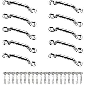 10PCS Bimini Boat Top Pad Eye, 316 Stainless Steel Eye Straps Tie Down Kayak Deck Loops with Screws