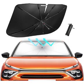 Car Windshield Sun Shade Umbrella, Auto UV Rays Block and Heat Sun Visor Protector, Foldable Automotive Sun Shade Full Cover, Universal Suitable for Most Cars, Truck, SUV (49×25.6 inches)