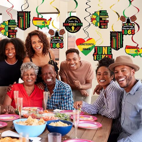 30 قطعة من زخارف الدوامات المعلقة من Juneteenth، تاريخ أسود، شهر أسود، مهرجان أمريكي أفريقي، يوم الاستقلال، يوم الحرية، علامة وطنية لمستلزمات ديكورات الحفلات in Kuwait