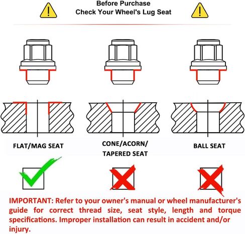 صواميل العروة M12x1.5 من White Knight لسيارة Toyota وLexus وKia وGenesis - طراز مصنع من الكروم الأسود مع غسالة - فولاذ كربوني للبناء المتين وتركيب EZ - 5307BK-20AM (20 حزمة) in Kuwait