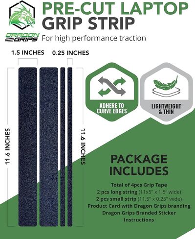 Non Slip Grip Tape, 4 Pcs Black Textured Rubber Grip Tape for Tablet, iPad, Cases, Chromebook, MacBook, and Laptop Grip Sticker, Self-Adhesive Multi-Purpose Grip Decal for Anything in Kuwait