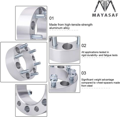 MAYASAF [2 بوصة سميكة، 4 عبوات، 6 عروات] فواصل عجلات لسيارة Chevy(GMC) 1500/C2500/K2500، Tahoe/Astro/Yukon(XL)/Avalanche، Cadillac Escalade ESV/EXT، نمط مسمار 6x5.5، محور 108 مم تتحمل، M14x1.5 ترصيع in Saudi Arabia