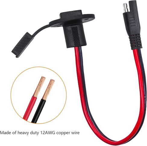 1FT 12AWG SAE مقبس الطاقة الجانبي منفذ SAE سريع الفصل موصل عالمي قابل للتركيب مع 4 براغي لتوصيل اللوحة الشمسية، شاحن بطارية مولد الطاقة الشمسية M-V-012 in Kuwait
