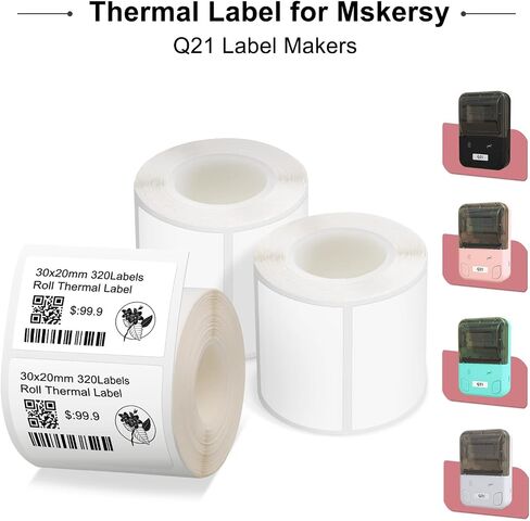 3 Roll Q21 Label Maker Paper 30 * 20mm 1.18" x 0.78" 320 Labels/Roll Black on White Thermal Paper… in Saudi Arabia