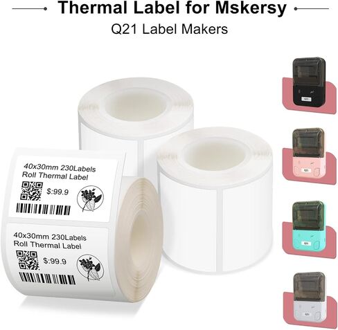 3 Roll Q21 Label Maker Paper 30 * 20mm 1.18" x 0.78" 320 Labels/Roll Black on White Thermal Paper… in Saudi Arabia