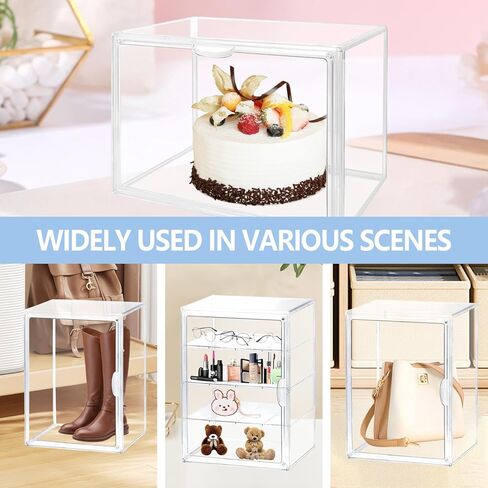 علبة عرض أكريليك صندوق عرض أكريليك مع 3 لوحات مقسمة للأحذية والكعك واللعبة والكتاب ونماذج السيارات والشخصيات القابلة للجمع in Kuwait