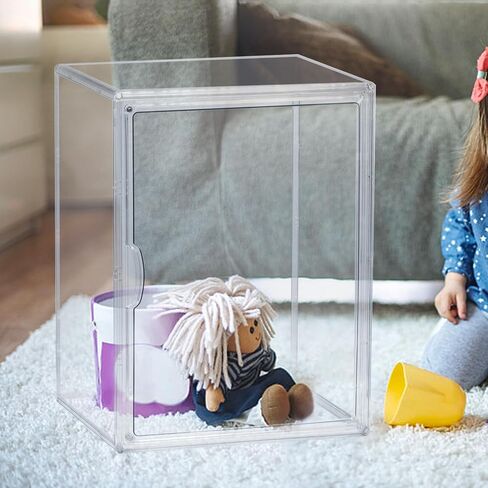 علبة عرض أكريليك صندوق عرض أكريليك مع 3 لوحات مقسمة للأحذية والكعك واللعبة والكتاب ونماذج السيارات والشخصيات القابلة للجمع in Kuwait