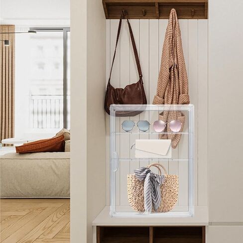 علبة عرض أكريليك صندوق عرض أكريليك مع 3 لوحات مقسمة للأحذية والكعك واللعبة والكتاب ونماذج السيارات والشخصيات القابلة للجمع in Kuwait