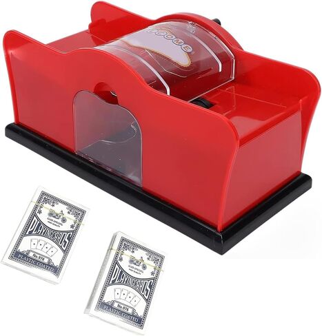 No Jammed Playing Cards Manual Hand Crank Card Shuffler,with 2 Decks of Playing Cards,for Blackjack, Uno, Poker, Omaha; Quiet, Casino Equipment Card Shuffling Machine for Playing Cards in Saudi Arabia