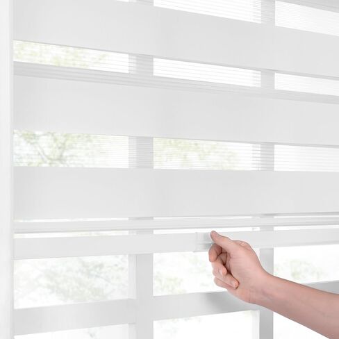 Eclipse Zebra Cordless Roller Shades, Dual Layer Fabric Window Shades, Light Filtering Shades for Privacy, Easy Lift Blinds with Cassette Valance, 23 in Wide x 72 in Long, in Grey in Saudi Arabia