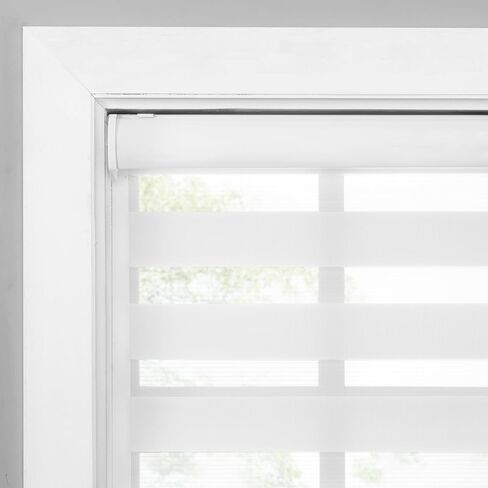 Eclipse Zebra Cordless Roller Shades, Dual Layer Fabric Window Shades, Light Filtering Shades for Privacy, Easy Lift Blinds with Cassette Valance, 23 in Wide x 72 in Long, in Grey in Saudi Arabia
