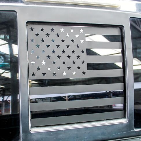 Fits Toyota Tacoma 2016-2023 Rear Back Middle Window American USA Flag Vinyl Decal Matte Black in Saudi Arabia
