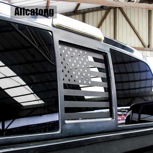Fits Toyota Tacoma 2016-2023 Rear Back Middle Window American USA Flag Vinyl Decal Matte Black in Saudi Arabia