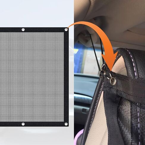 1 PC Car Seat Pet Barrier Net, 45.2" x 24.4" Breathable Mesh Visible Safety Divider, Full Coverage Adjustable Double Layer Back Seat Dog Travel Divider, Universal Portable Accessory (Black) in Saudi Arabia