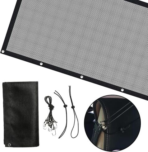 1 PC Car Seat Pet Barrier Net, 45.2" x 24.4" Breathable Mesh Visible Safety Divider, Full Coverage Adjustable Double Layer Back Seat Dog Travel Divider, Universal Portable Accessory (Black) in Saudi Arabia