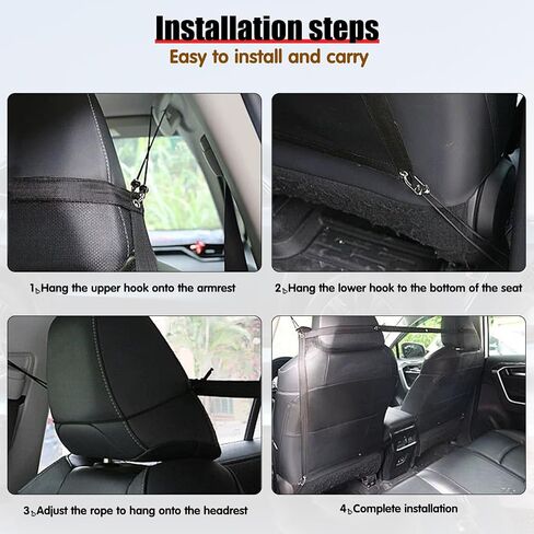 1 PC Car Seat Pet Barrier Net, 45.2" x 24.4" Breathable Mesh Visible Safety Divider, Full Coverage Adjustable Double Layer Back Seat Dog Travel Divider, Universal Portable Accessory (Black) in Saudi Arabia