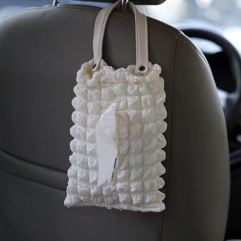 2 Pack Car Tissue Holder, Standard Size Tissue Box Holder for Car Back Seat, Hanging Tissue Bag for Travel Napkin Holder Camping Toilet Paper Holder- White in Saudi Arabia