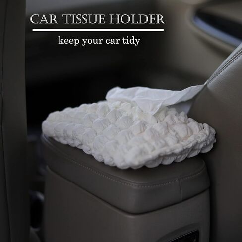 2 Pack Car Tissue Holder, Standard Size Tissue Box Holder for Car Back Seat, Hanging Tissue Bag for Travel Napkin Holder Camping Toilet Paper Holder- White in Saudi Arabia