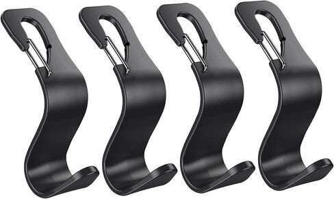 4Pack Car Vehicle Hook Back Headrest Hooks,Universal Car Seat Hanger Holder Hook Organizer for Bag Purse Handbag Cloth,Black in Kuwait