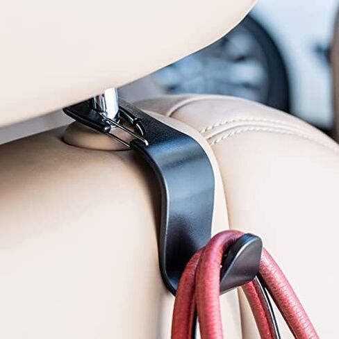 4Pack Car Vehicle Hook Back Headrest Hooks,Universal Car Seat Hanger Holder Hook Organizer for Bag Purse Handbag Cloth,Black in Kuwait