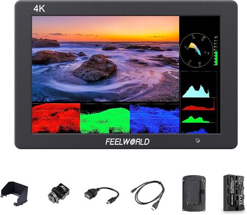 FEELWORLD T7 Plus 7 Inch Camera Field Monitor+F550 2200mAh Battery 4K HDMI DSLR Field Monitors Screen with HD Video Assist 3D LUT On Camera Monitor in Saudi Arabia