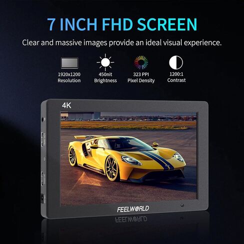 FEELWORLD T7 Plus 7 Inch Camera Field Monitor+F550 2200mAh Battery 4K HDMI DSLR Field Monitors Screen with HD Video Assist 3D LUT On Camera Monitor in Saudi Arabia