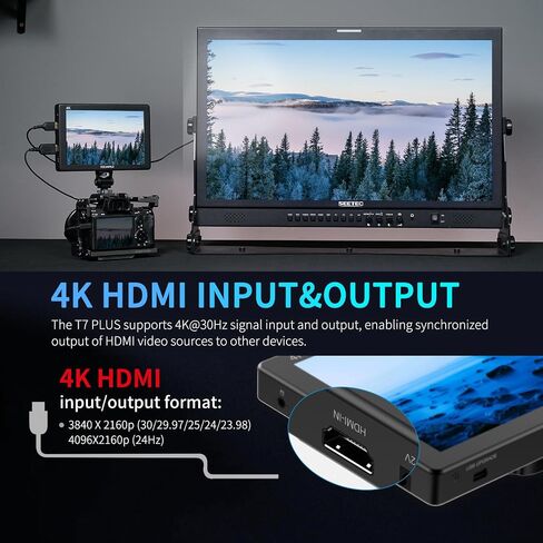 FEELWORLD T7 Plus 7 Inch Camera Field Monitor+F550 2200mAh Battery 4K HDMI DSLR Field Monitors Screen with HD Video Assist 3D LUT On Camera Monitor in Saudi Arabia